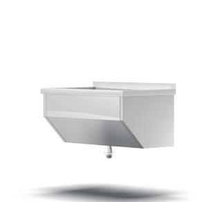 02 SURGICAL SINKS RGIC 2-090 Surgical sink wall mounted scrub sink depth of sink: 200 mm drain traps included additional accessories mounted to the wall available: water taps, soap and disinfectant