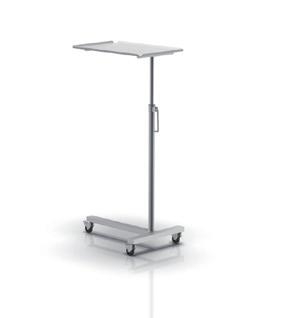 740x490 mm t-shape base on three castors with diameter 80 mm, with brakes and non-smudging wheels permissible load: 15 kg table made of stainless steel 1.