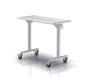 three castors with diameter 50 mm, with brakes and non-smudging wheels permissible load: 5 kg table made of stainless steel 1.