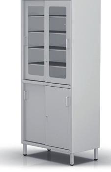 2-263 Medical cabinet 2-271 Medical cabinet 2-272 Medical cabinet 2-264 Two-sides opened medical cabinet divided in two heights, both parts with two full sliding doors doors with lock and handle