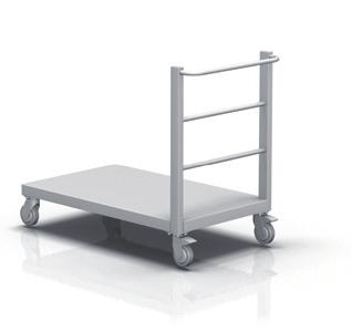 loading capacity: 50 kg trolley with maneuvering handle, along the shorter side castors with diameter 100 mm, two of them with brakes non-smudging