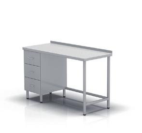 three drawers under the table top base mounted on 140 mm adjustable legs 2-381-1 400 600 850 2-381-2 500 600 850 2-382-1 1000 600 850 2-382-2 1200 600 850 2-383-1 1000 600