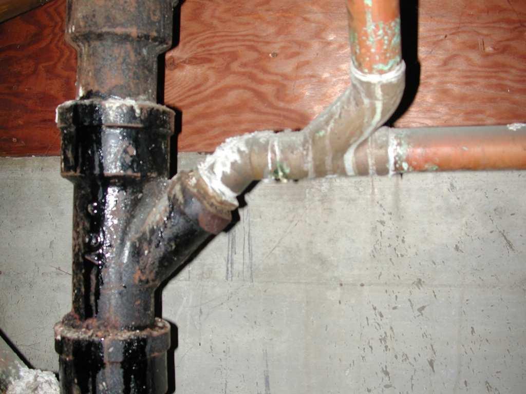 DWV copper galvanized steel leaded cast iron drain materials: in older buildings often
