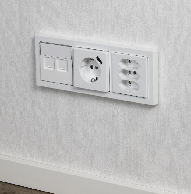 Socket outlets can be easily added by installing 2-gang corner