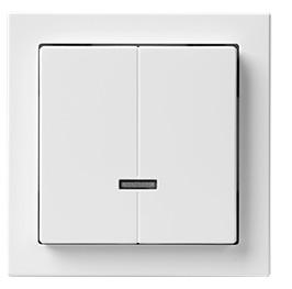 The dimmer functions like a traditional button dimmer, but can be used to control two different groups of luminaires.