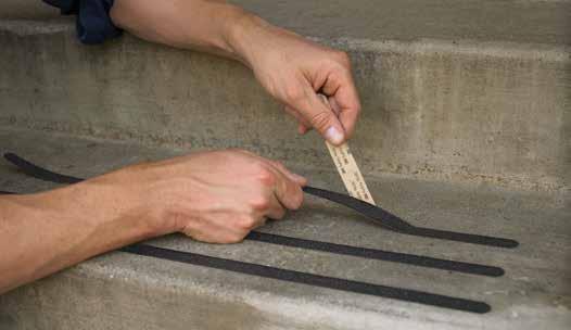 exposed edges of slip-resistant tapes and treads from excessive moisture or liquids.