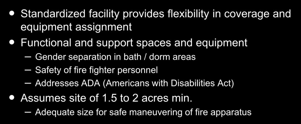 in bath / dorm areas Safety of fire fighter personnel Addresses ADA (Americans with