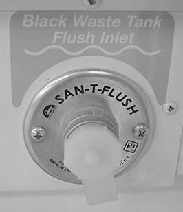 Add an odor control chemical to the black waste holding tank through the toilet. These chemicals are available at most RV stores.