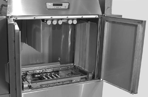 The insulated hinged inspection doors provide easy access in the chamber. Exterior wash pipes and reduced interior baffles reduce clean-up time.