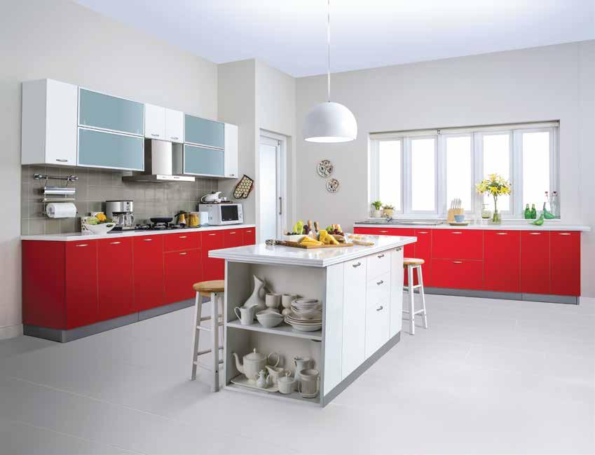 ADVANTAGES OF STEEL KITCHENS: THE BODY IS MADE OF GALVANIZED STEEL WHICH IMPLIES: Protection against exposure to oil and water Durable in a moist kitchen environment Galvanized steel