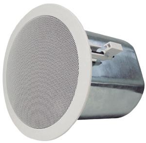 SC-32T 2.5 flushmount loudspeaker. Lines: 6/3 W @70/100 V. Impedance transformer for 70 V lines. Metal housing with IP-54 ultraviolet protection. Temperature range: -40 o to 110 o C.