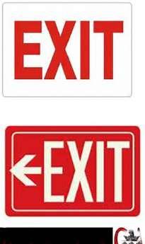 Externally illuminated exit signs plainly legible letters not less than 6 high with the principal strokes of the letters not less than ¾ wide.