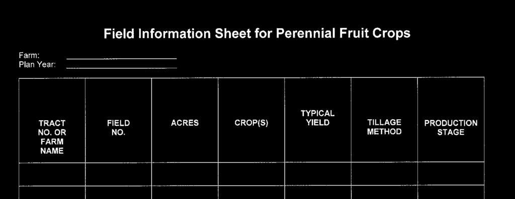 Info Sheet-Perennial Field ** Enter FSA tract number or farm name.