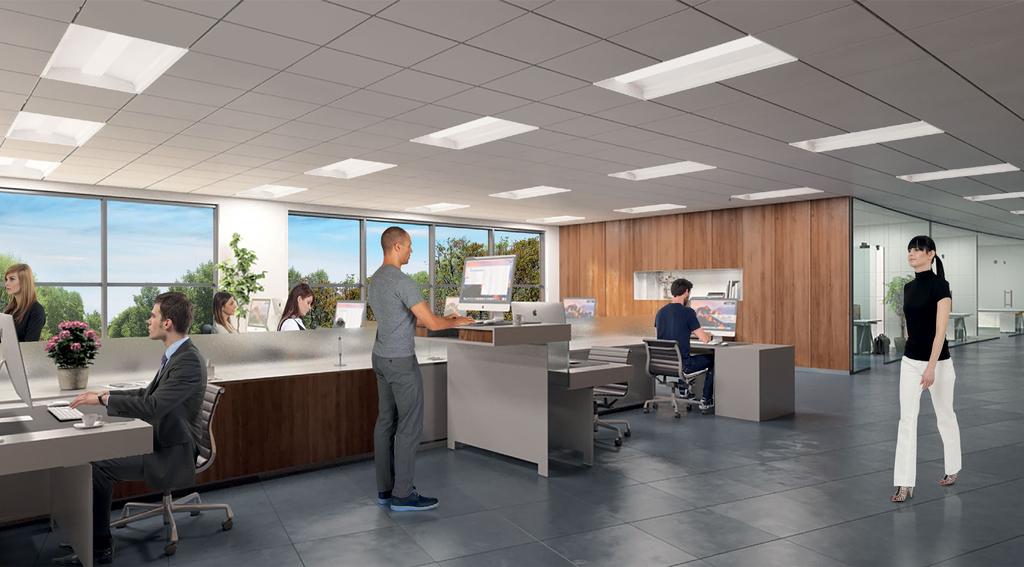 SpaceWise wireless technology DT Office scene with dwell time enabled With dwell time, lights remain at background levels unless the passer-by remains in