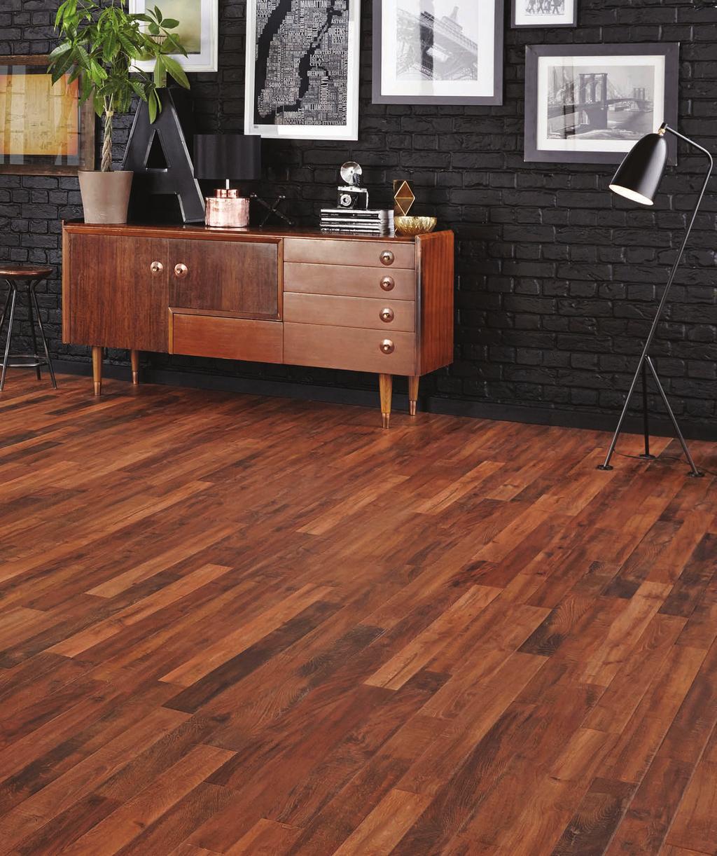 From Karndean Designflooring s Da Vinci Collection, acacia luxury vinyl tile replicates the look of weathered, burnt timbers without the drawbacks of cracking,