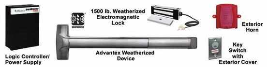 WEATHERIZED DELAYED EGRESS DOORS CONT D WDEx01EXx1P-1 Advantex Weatherized Request to Exit Signal Device with Controller and components for a Pair of Doors Kit Includes: (2) Detex 01 Series