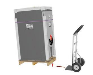 INSTALLATION HOW TO MOVE THE BOILER Using a hand truck Use a means of transport adapted to the boiler weight.