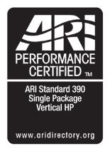 Operational Performance Data Tested/Rated in Accordance with ARI Standard 390 IMPORTANT Performance data is subject to change without notice.