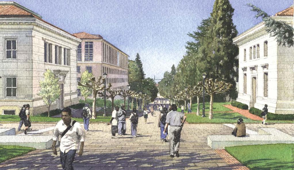 U C BERKELEY 2020 LONG RANGE DEVELOPMENT PLAN Concept: Campanile Way is refurbished with new paving and lighting, and the historic