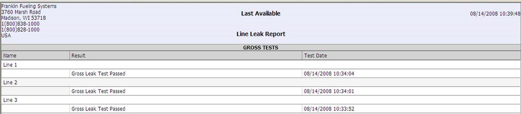 LS-500 Reports Line test reports are available on demand from the console or using the web page. The reports can also be generated by using the rules engine.