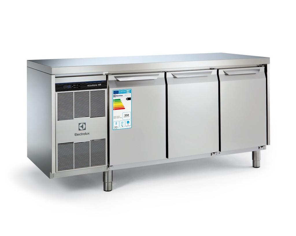 extra savings extra efficient Want to cut your electricity bill by 80%? The Electrolux ecostore HP Premium refrigerated counter with energy label A and climate class 5 consumes just 560 kwh per year.