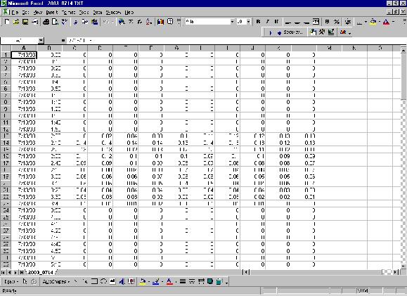 The report should appear as a spreadsheet resembling the format shown below.