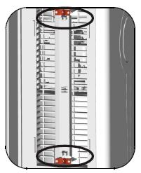 Inserting Front Case After Changing/Clean Filters: Insert the bottom of the cover into the slots at the bottom of the unit (right, double arrows