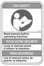 Do not use flammable materials in tank Located on the seat panel FOR SAFETY LABEL -