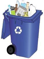 indoor receptacles and exterior recycling dumpsters with the