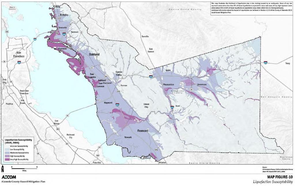 Figure 19 Liquefaction Zones Source: County of Alameda 2016 Local Hazard Mitigation Plan, Appendix E 8.14.7 Flood Risk 11 Alameda County has experienced 29 significant flood events since 1950.