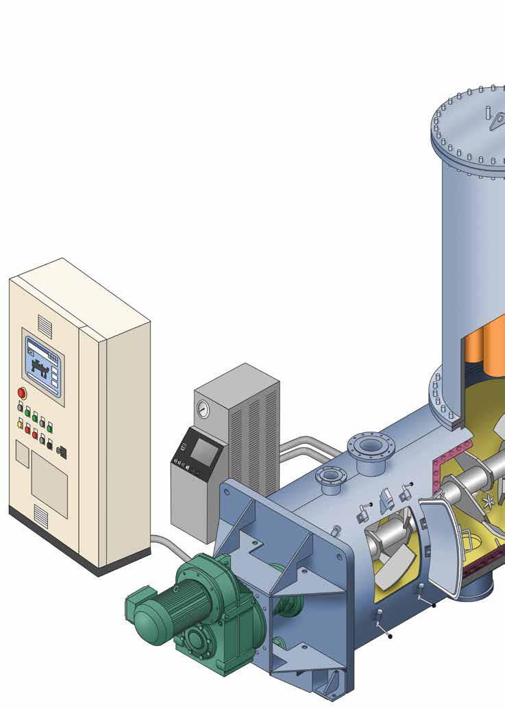 Typical Dryer/Reactor System All-In-One Thermal Processing Equipment Mixing, drying, reacting, heating or cooling, or any combination thereof can be achieved in a single all-in-one mixer eliminating