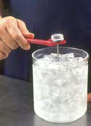 Submerge the thermometer stem or probe in the water for thirty