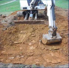 Excavating equipment should have scoops with adequate reach so they do not have to sit inside the footprint of the bioretention area.