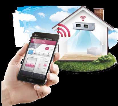 The ducted split system can be controlled by your smart phone using the LG Smart