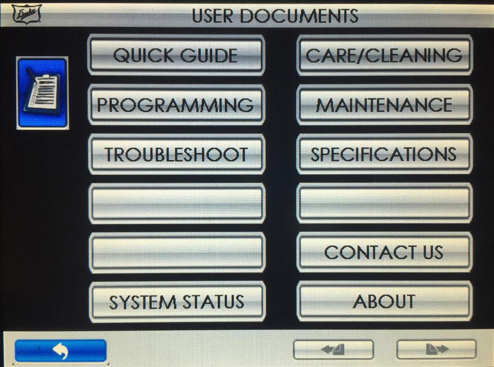 USER (USER DOCUMENTS) 1. Touch the button. 2. Touch the button for the information you want to view.