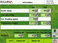 the main screen, such as temperatures, O value, fans,