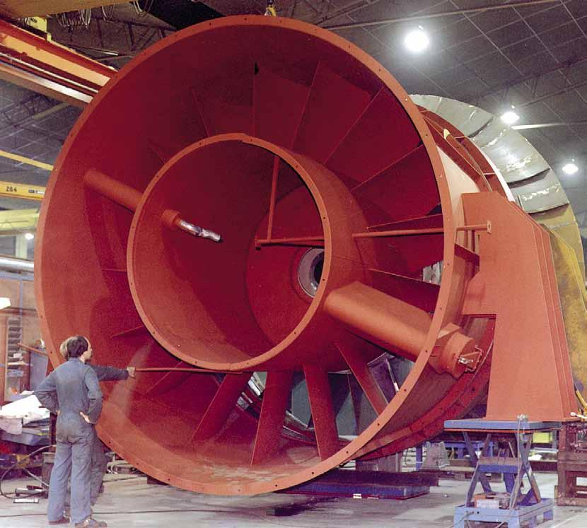 This large axial fan, type PFS- 400-236, was installed in 1987 at the Salmisaari coal-fired power station in Helsinki, Finland.
