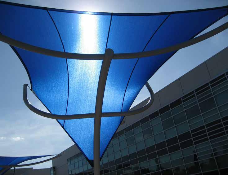 Fabric Shade Solutions SHADE SAILS Commercial grade, 10 year mesh fabrics High frequency welded and/or Tenara thread Nylon & aluminum reinforced corners & edges Integrated