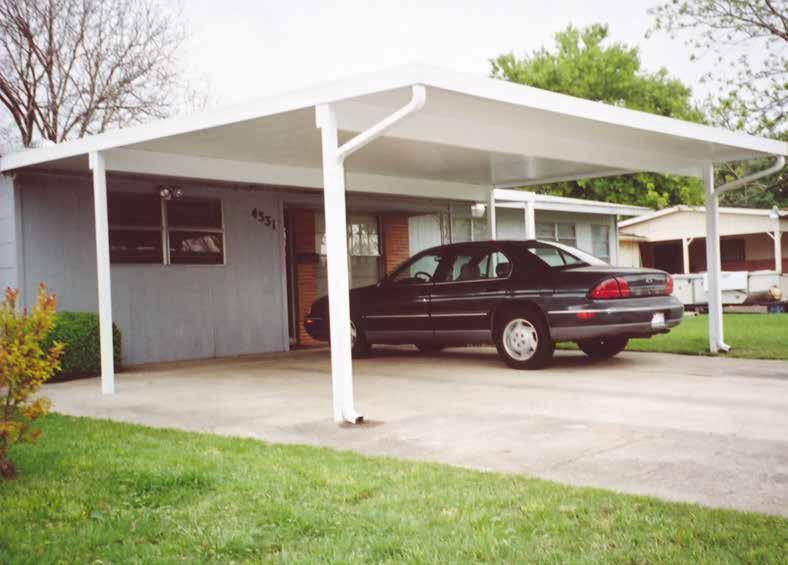 Aluminum Shade CARPORTS & PATIOS Structural welded aluminum frame Integrated gutter and downspouts Pre-engineered or custom designed 20 year paint finish guarantee Available in