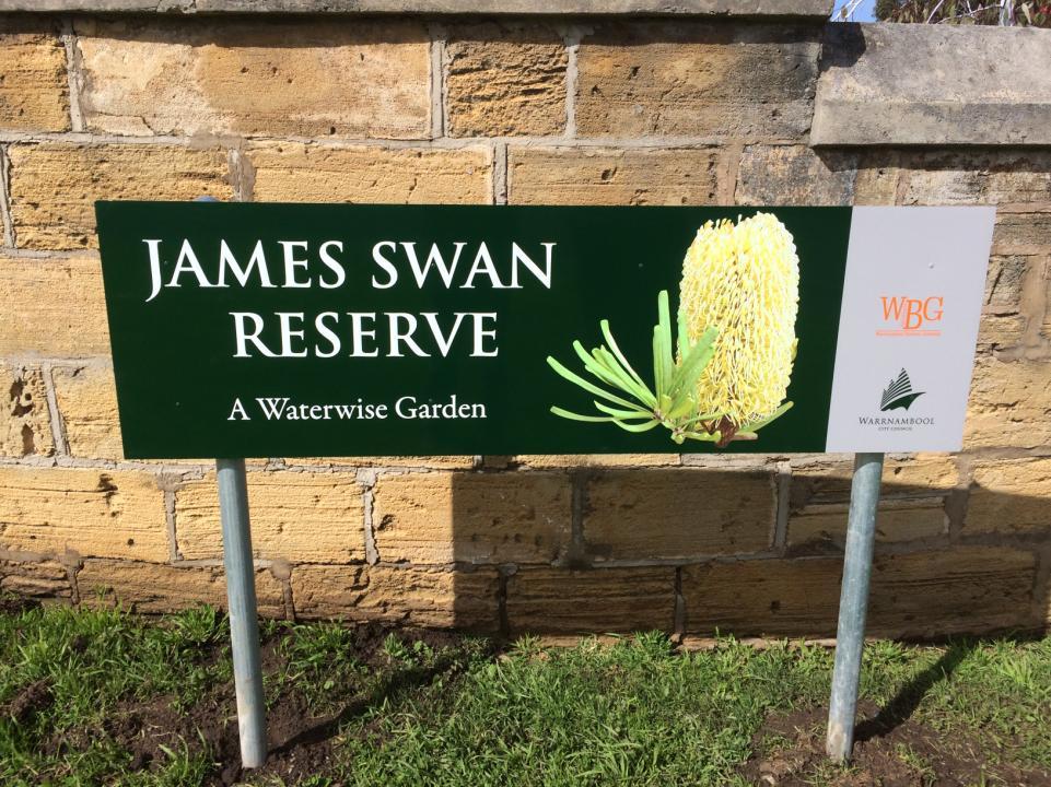 New signs have been erected at Swan Reserve by the Warrnambool City Council to officially recognise the native gardens as an annex to the Warrnambool Botanic Gardens.