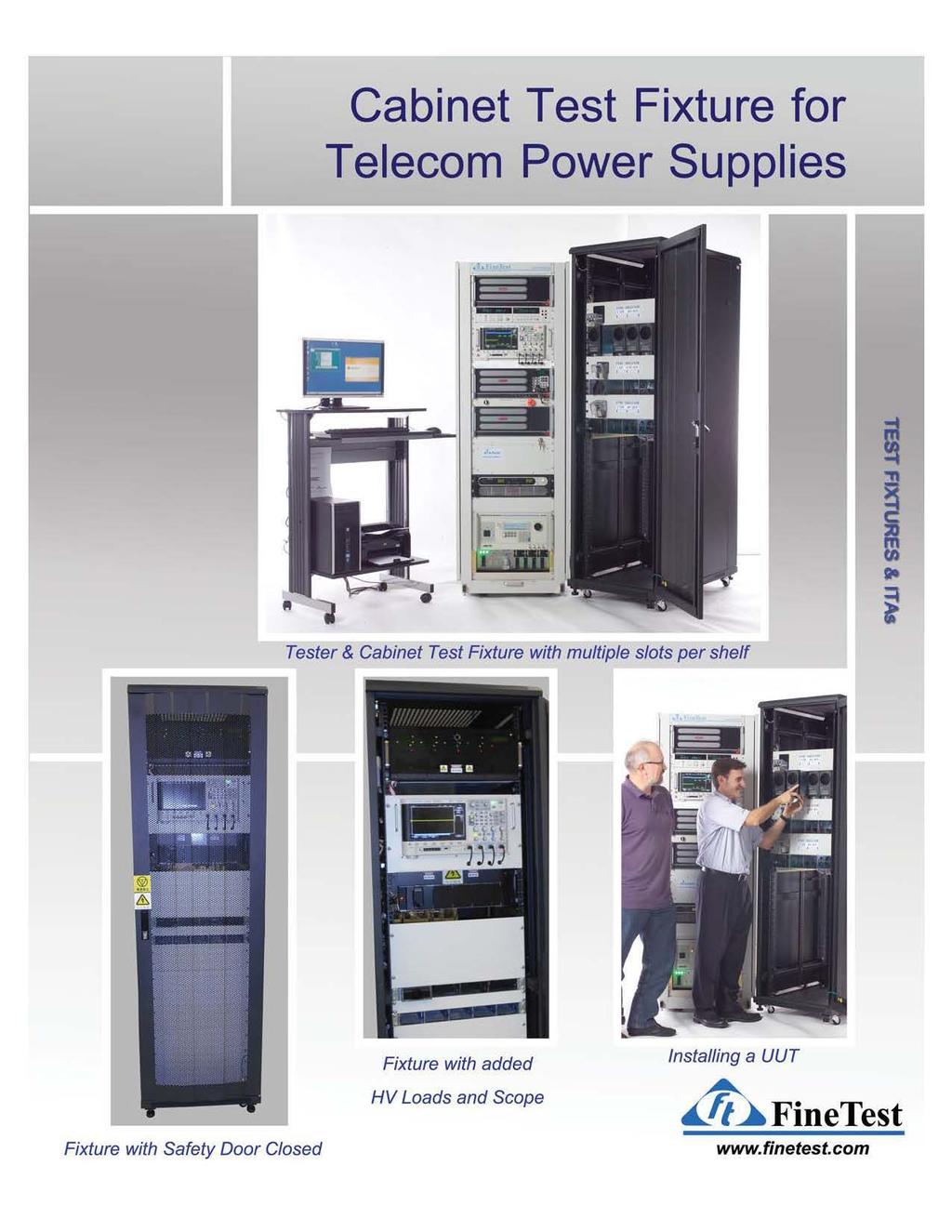 Cabinet Test Fixture for Telecom Power Supplies Tester & Cabinet Test Fixture with multiple slots per