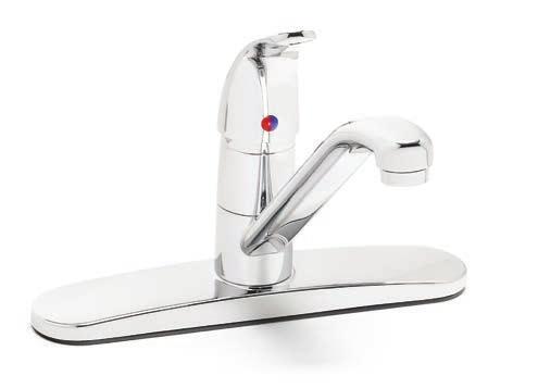 2 GPM flow rate Includes 4-inch deck plate and pop-up drain 8-inch deck Single lever handle 1.