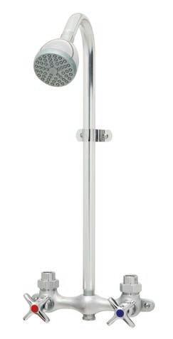 vandal-resistant handles S-1496-AF Exposed shower system COMMANDER SHOWER SYSTEM Features S-2272-E2 shower head Mounted on 6-inch centers Equipped with vandal-resistant handles Reversible valve