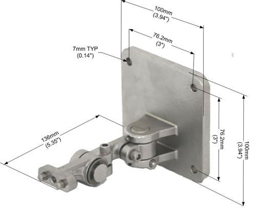 Screw Detector Holding Plate Figure 6 shows the tilt mount assembly with dimensions in both millimeters
