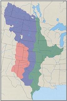 Distribution of tall, mid & short grass prairies Mid