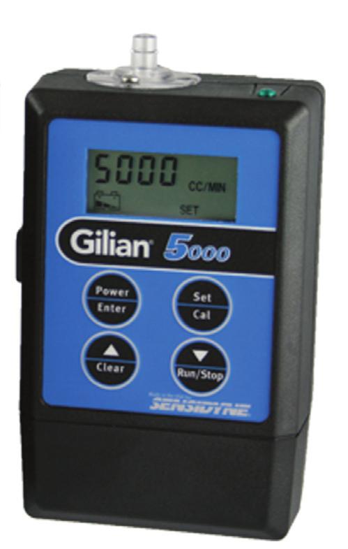 AIR QUALITY & DUST Gilian 5000 The Gilian 5000 pump offers a flow rate up to 5000cc/ min. The instrument holds calibration for 30 days, even with atmospheric changes.