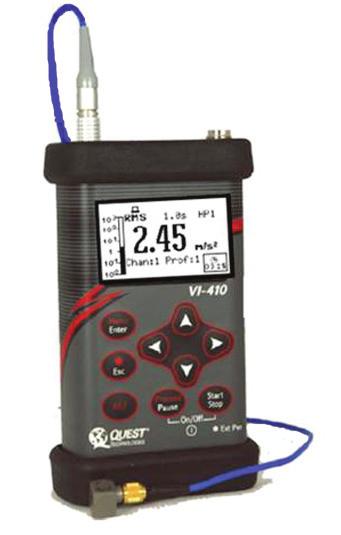 VIBRATION The VI410 The Quest VI-410 is a four channel human vibration Monitor that can also be used as used as A Type 1 integrating real time sound analyser.