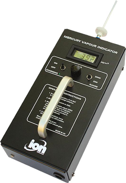 MERCURY MVI The MVI is a portable Mercury Detector for continuous mercury measurement for up to 8 hours.
