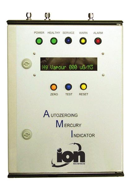MERCURY Autozeroing Mercury Indicator (AMI) The AMI is mains operated and provides you with 24 hour a day, 7 days a week indication and alarms to monitor background levels of Mercury.