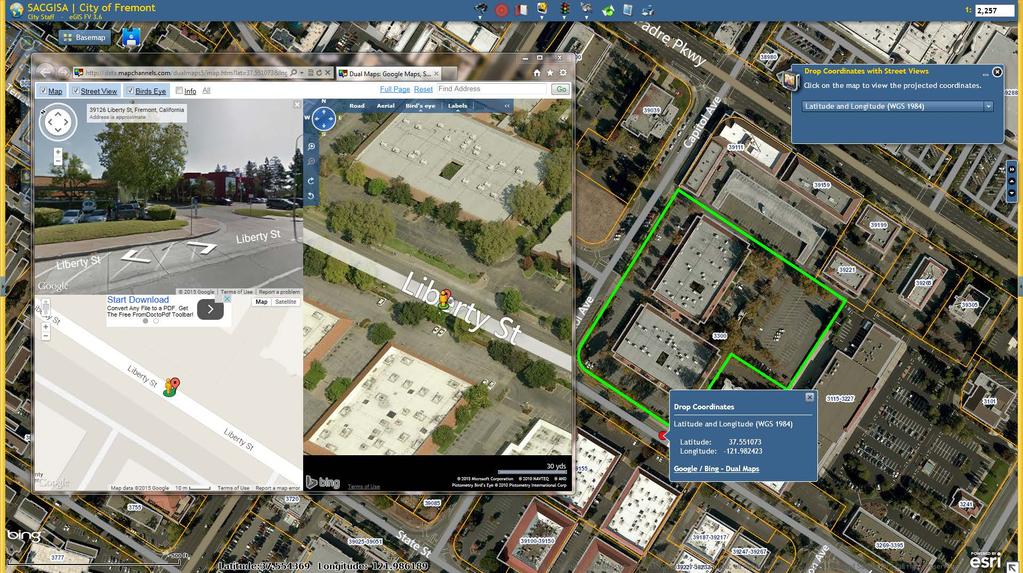 Drop Coordinates with Street Views widget PoD